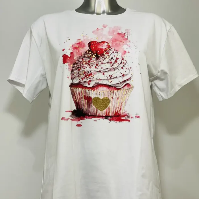 Camiseta con estampado de cupcakes
