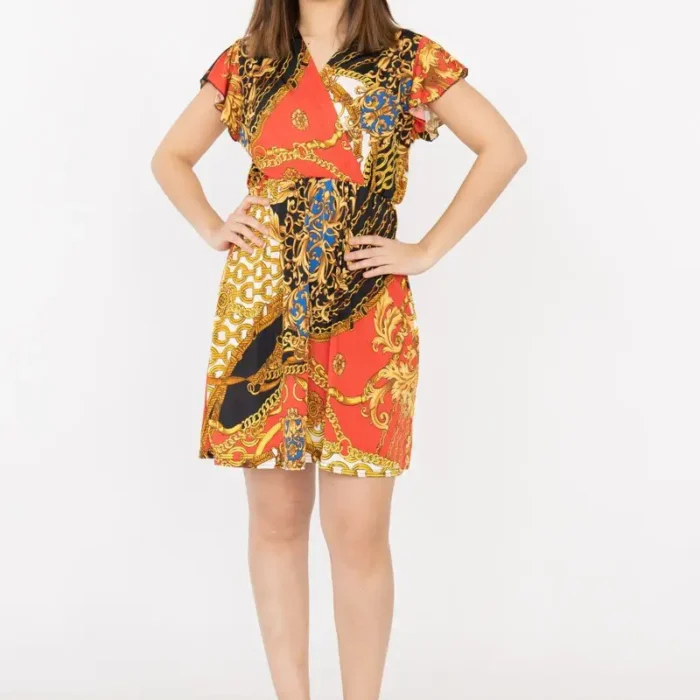 Vestido corto estampado con cubre corazones