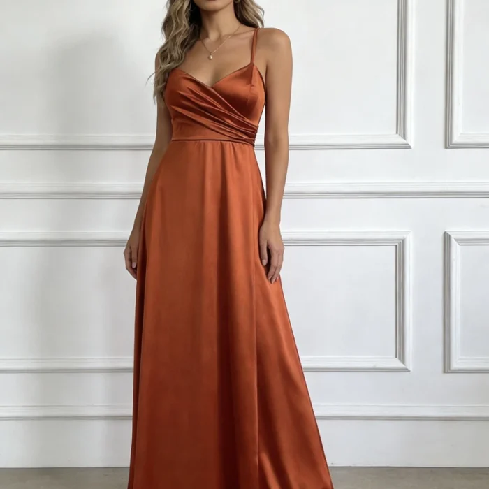 Vestido largo de satén