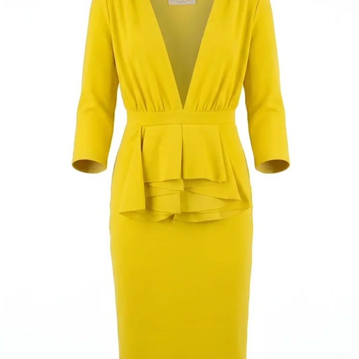 Vestido midi amarillo con volante