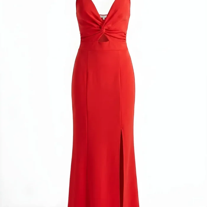 Vestido largo rojo con abertura