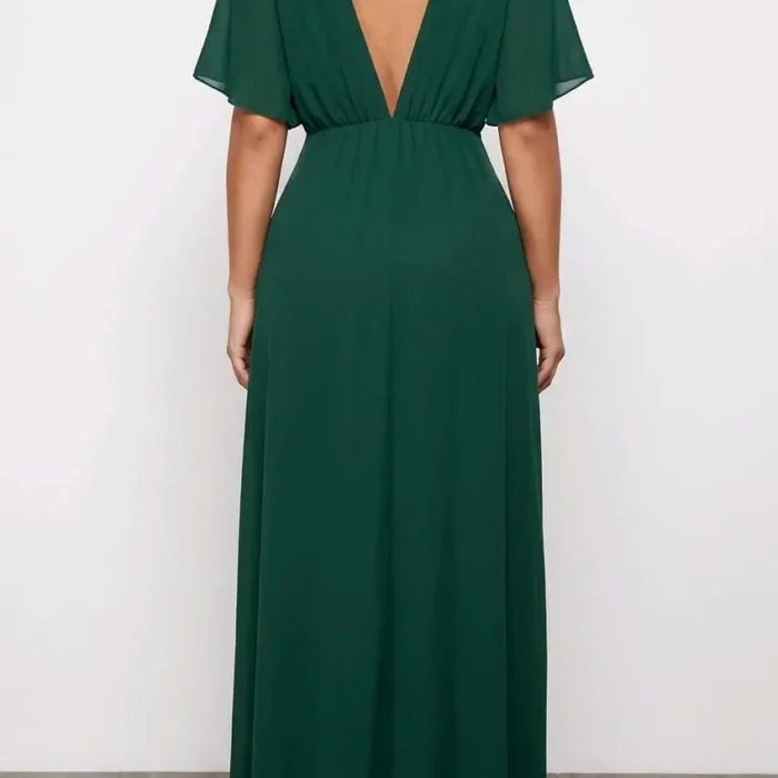 Vestido Largo de Manga Corta Verde